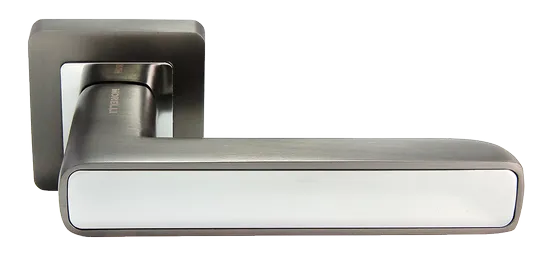 Ручка дверная FLEX MH-44 GR/CP-S55 раздельная на квадратном основании, цвет графит/хром, ЦАМ Light