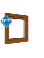 Одностворчатое окно VEKA WHS 60 (500ш х 500в) двухкамерное, цвет Белый/Золотой дуб