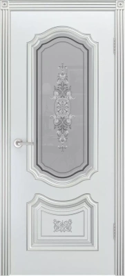 Межкомнатная дверь «Соло R-0 В3 ДО» 2000 x 600 belyyspatinoyserebro