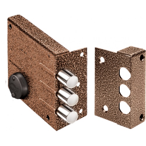 Замок Elbor (Эльбор) накладной сувальдный Кремень 1.04.62.КМА (медный антик), 5 кл.