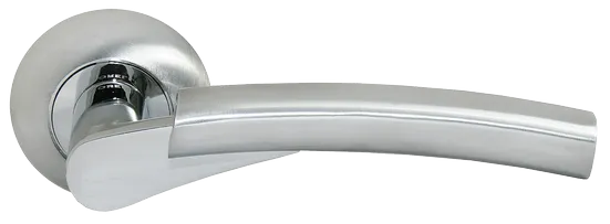 Ручка дверная HALL MH-19 SC/CP раздельная на круглой розетке, цвет матовый хром/хром, ЦАМ