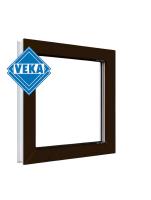 Глухое окно VEKA WHS 60 (600ш х 600в) двухкамерное, цвет Белый/Темно-коричневый
