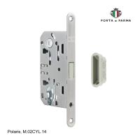 Замок врезной магнитный под цилиндр PORTA DI PARMA Polaris Матовый никель M.02CYL.14
