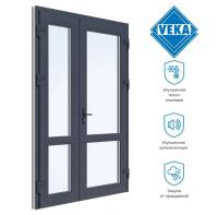 Штульповая входная дверь пвх VEKA WHS 60 ( 1500ш х 2100в ) двухкамерная, Белый/Антрацит dveri4004