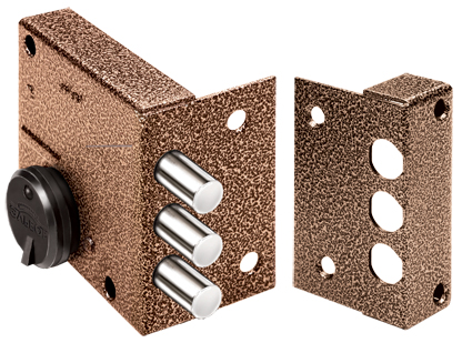 Замок Elbor (Эльбор) накладной сувальдный Кремень 1.04.51.МА (медный антик), дл. ключ