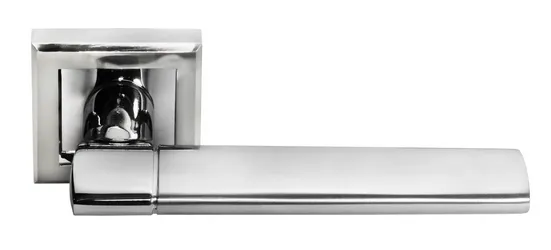 Ручка дверная AGBAR MH-21 SC/CP-S раздельная на квадратной накладке, цвет матовый хром/хром, ЦАМ light