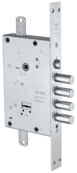 Замок Cisa (Чиза) врезной сувальдный с защёлкой NEW CAMBIO FACILE 57.685.48 (тех. упаковка), ключ 44 мм