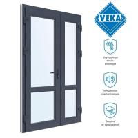 Штульповая входная дверь пвх VEKA WHS 60 ( 1400ш х 2000в ) двухкамерная, Белый/Антрацит dveri4001