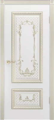 Межкомнатная дверь «Дуэт R В3 ДГ» 2000 x 600 belyyspatinoybeloezoloto