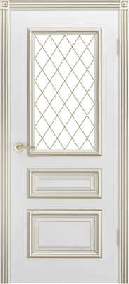 Межкомнатная дверь «Трио R-0 В1 ДО» 2000 x 600 belyyspatinoyzoloto