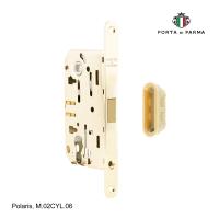 Замок врезной магнитный под цилиндр PORTA DI PARMA Polaris Полированное золото M.02CYL.06