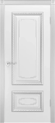 Межкомнатная дверь «Дуэт R В2 ДГ» 2000 x 600 belyyspatinoyserebro