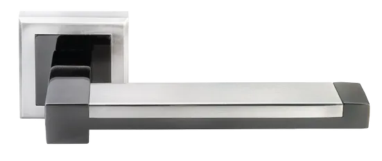 Ручка дверная SANIBEL MH-39 SN/BN-S раздельная на квадратной розетке, цвет бел. никель/черн. никель, ЦАМ Light