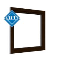 Одностворчатое окно VEKA WHS 60 (800ш х 800в) двухкамерное, цвет Белый/Темно-коричневый