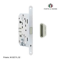 Замок врезной магнитный под цилиндр PORTA DI PARMA Polaris Матовый хром M.02CYL.02