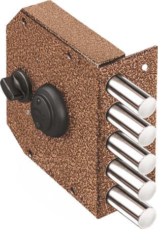 Замок Elbor (Эльбор) накладной Гранит 1.06.61.КМА никель, сув., 4 риг., задв., зап. коробка, медный антик /32400/