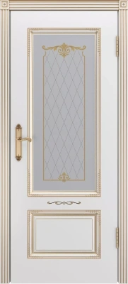 Межкомнатная дверь «Аккорд В2 ДО2» 2000 x 600 belyyspatinoyzoloto