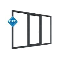 Трехстворчатое окно VEKA WHS 60 (1800ш х 1200в) двухкамерное, цвет Белый/Антрацит