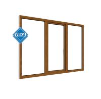 Трехстворчатое окно VEKA WHS 60 (1800ш х 1400в) двухкамерное, цвет Белый/Золотой дуб