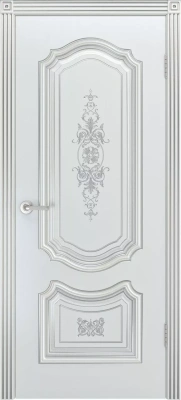 Межкомнатная дверь «Соло R-0 В3 ДГ» 2000 x 600 belyyspatinoyserebro