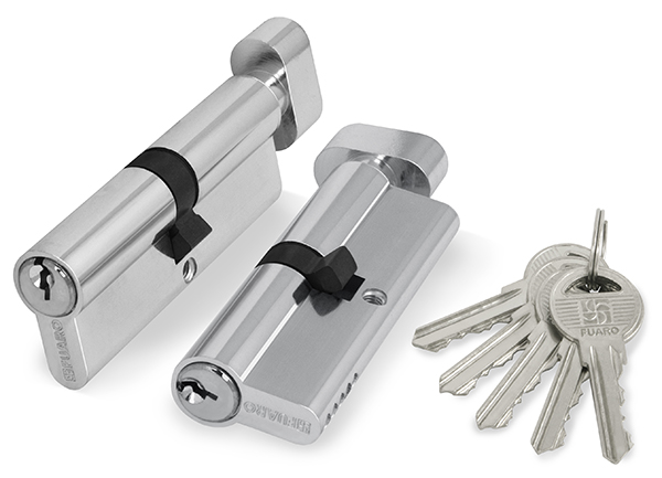 Цилиндровый Fuaro (Фуаро) механизм (100 ZM/80) 1000ZMKnob80(30+10+40) CP хром 5Key с вертушкой