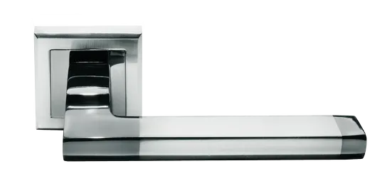 Ручка дверная PANTS MH-35 SN/BN-S раздельная на квадратной розетке, цвет бел.никель/черн. никель, ЦАМ Light