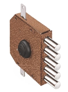 Замок Elbor (Эльбор) накладной гаражный Гранит 1.06.56.МА никель, сув., 5 риг., тяги, медный антик /00427/