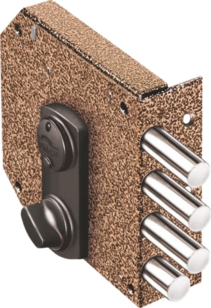 Замок Elbor (Эльбор) накладной сувальдный с задвижкой Базальт 1.05.59.МА (медный антик), 5 кл. /32780/