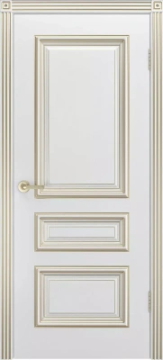 Межкомнатная дверь «Трио R-0 В1 ДГ» 2000 x 600 belyyspatinoyzoloto