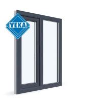 Двухстворчатое окно VEKA WHS 60 (1200ш х 1800в) двухкамерное, цвет Белый/Антрацит