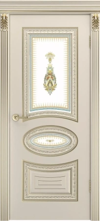 Межкомнатная дверь «Лира Лакшери В2 ДО» 2000 x 600 shampanspatinoybeloezoloto