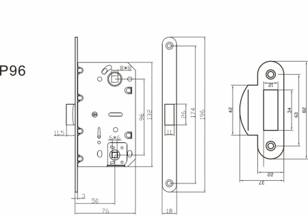 Защелка сантехническая пластиковая P96SG (сатин золото)