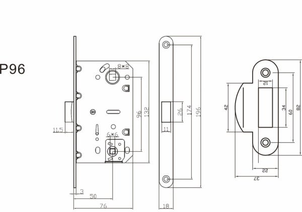 Защелка сантехническая пластиковая P96SG (сатин золото)