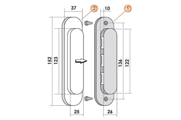 Ручка для раздвижных дверей MHS150 BL, цвет черный, ЦАМ