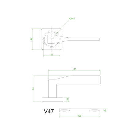 Ручки дверные V47SG  (сатин золото)