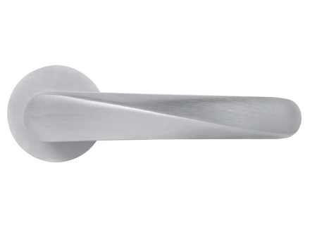 Ручка дверная CAYAN MH-58-R6 SC раздельная на круглой розетке 6 мм, цвет - матовый хром, ЦАМ Light