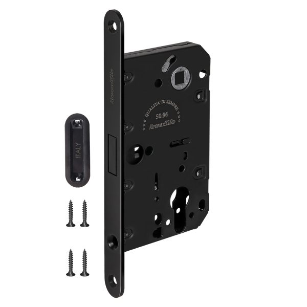 Замок Armadillo (Армадилло) межкомнатный магнитный под цилиндр с ответной планкой GRAVITY G02.196.50.85 BL черный