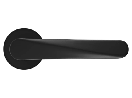 Ручка дверная CAYAN MH-58-R6 BL раздельная на круглой розетке 6 мм, цвет чёрный, ЦАМ Light