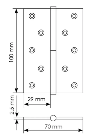 Петля разъемная MSD 100X70X2.5 AB R стальная правая, врезная, цвет бронза