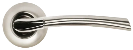 Ручка дверная ПИЗА MH-06 SN/CP на круглом основании, цвет бел.никель/хром, ЦАМ Light