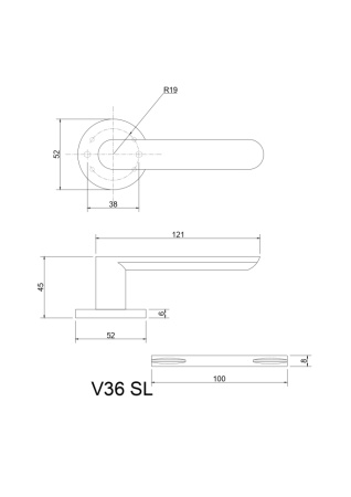 Ручки дверные алюминиевые V36BL-2 SL (черный)