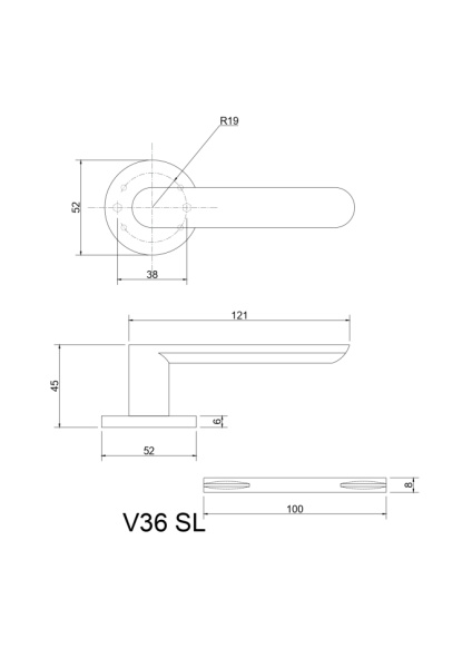 Ручки дверные алюминиевые V36BL-2 SL (черный)