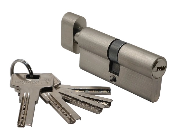 HS 70CK SN, ключевой цилиндр высокой секретности с заверткой (70мм), цвет - матовый никель