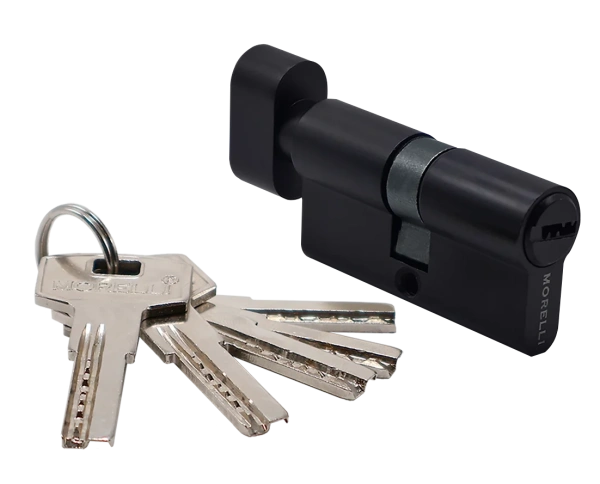 Ключевой цилиндр высокой секретности HS 60CK BL с заверткой (60мм), цвет - черный