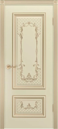 Межкомнатная дверь «Дуэт R-0 В3 ДГ» 2000 x 600 slonovayakostspatinoyzoloto