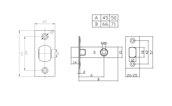 Задвижка межкомнатная  D45SB (мат. золото)