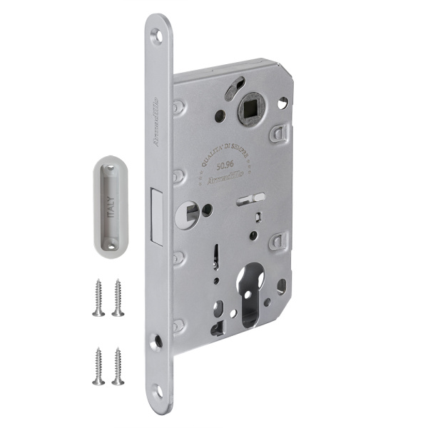 Замок Armadillo (Армадилло) межкомнатный магнитный под цилиндр с ответной планкой GRAVITY G02.196.50.85 MWSC итал тисненый