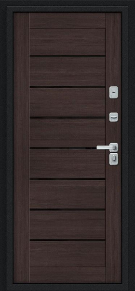 Металлическая дверь Thermo Техно Декор-2 Букле чёрное/Wenge Veralinga