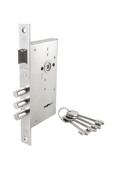 Замок Zenit (Зенит) врезной сувальдный с защёлкой ЗВ9-6, 4 кл. проверить кол-во ключей