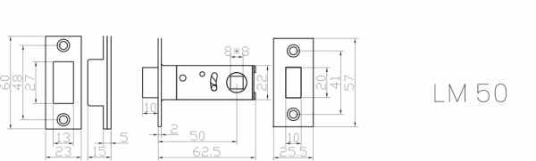 Защелка межкомнатная магнитная LM50AB (бронза)